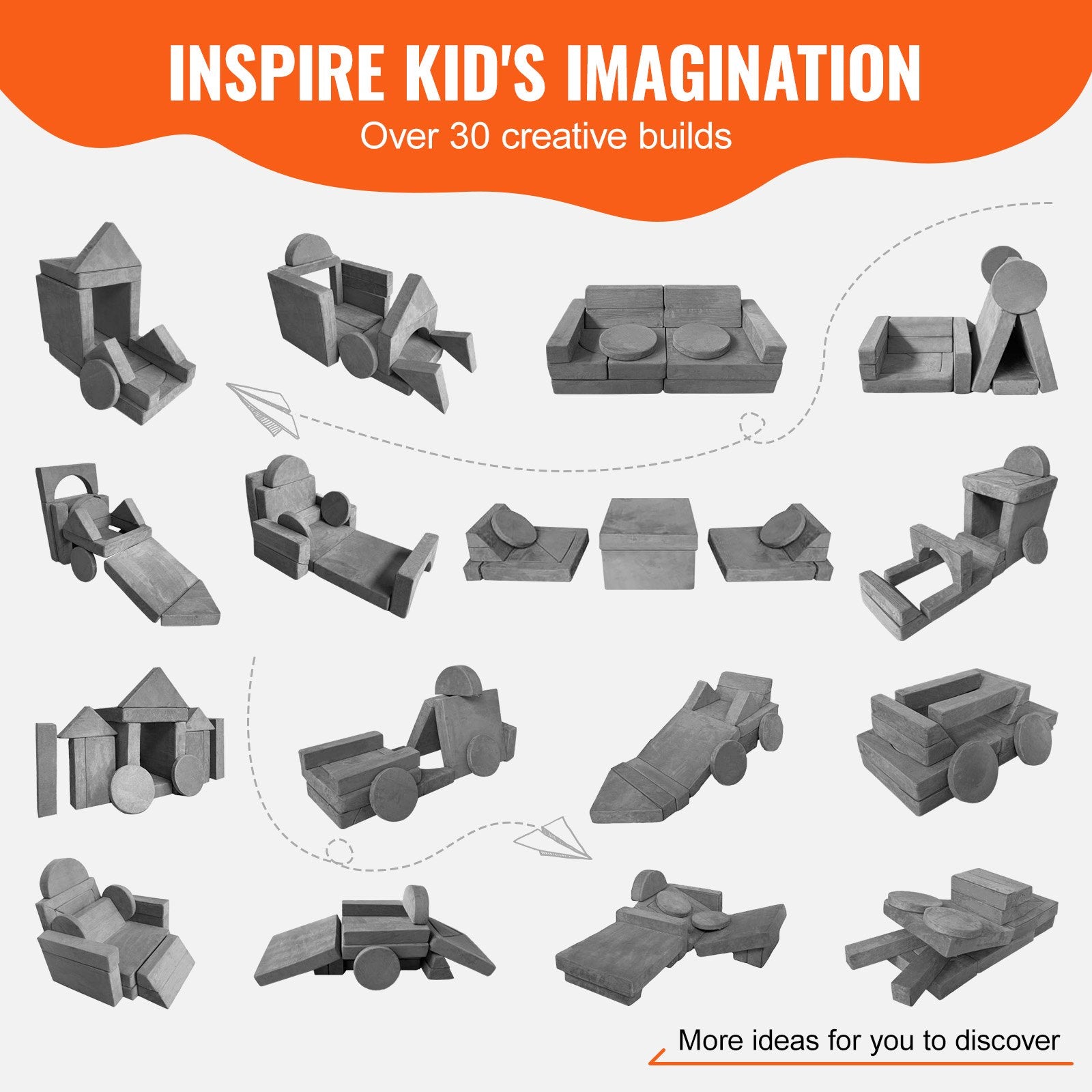 Play Couch, 15pcs Modular Kids Nugget Couch, Toddler Foam Sofa Couch With High-density 25D Sponge For Playing, Creativing, Sleeping, Imaginative Kids Furniture For Bedroom And Playroom